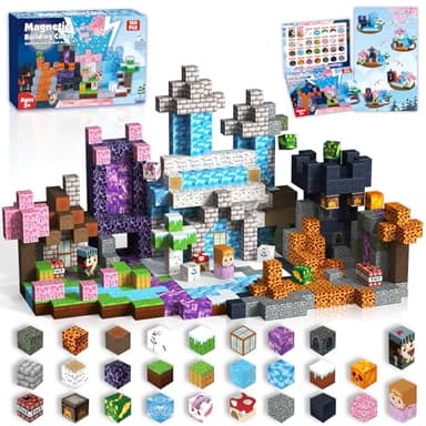 ToyUnited Magnetic Blocks-150PCS Magnetic Building Blocks Magnet Cubes Stacking Dark Forest Glacier Castle, STEM Montessori Sensory Toys for Kids Boys Girls Ages 4-8 Holiday Birthday Easter Gifts - Image 1