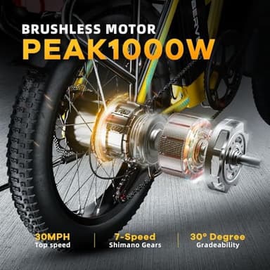 1000W Folding Electric Bike, 48V 20.8AH Large Removable Battery E-Bike, 30+MPH, 80 Miles Max Range, 20" Fat Tire Electric Bike for Adults, Adult Electric Bicycles Commute E-Bikes For Women/Men - Image 2