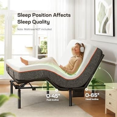 Marsail MS01 Twin XL Adjustable Bed Frame + 10-inch Gel Memory Foam Mattress, Adjustable Bed Base with Under-Bed Nightlight, Wireless Remote Control Adjustable Bed with 4 Height Options, Twin XL - Image 5