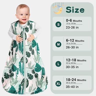 BSTOPPT 3 Pack Baby Sleep Sack 18-24 Months 100% Rayon Cotton Baby Sleeping Bag 2-Way Zipper Toddler Wearable Blankets Comfy Stretchy Lightweight TOG 0.3 （Banana&leaf&green） - Image 6