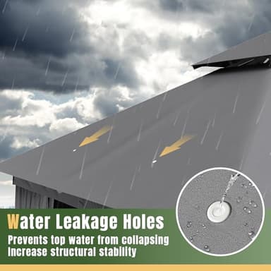 AOXUN Outdoor Gazebo for Patio 10x12, Metal Frame Canopy with Double Roofs, Heavy Duty Party Tent and Shelter with Mosquito Netting and Privacy Screen for Backyard, Lawn, Garden,Deck (Gray) - Image 3