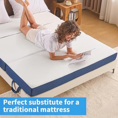 Folding Mattress Full Size,6 inch Memory Foam Tri Portable Trifold Mattress Topper Full with Breathable & Washable Cover, Foldable Guest Bed for Camping (52"×73"×6") - Image 4
