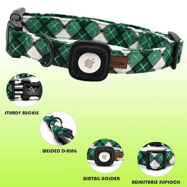 Elegant little tail Airtag Dog Collar, St Patrick's Dog Collar Pet with Airtag Holder Holiday Pet Collar Cute Puppy Collar Adjustable Pet Dog Collars for Large Dogs - Image 2