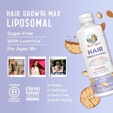 MaryRuth's Women's Hair Growth MAX Liposomal | with Lustriva® + Biotin 10000mcg + Pumpkin Seed Oil | Thicker Hair | Hair Care | Wrinkles, Fine Lines, Skin Care | Ages 18+ | 15.22 Fl Oz - Image 8
