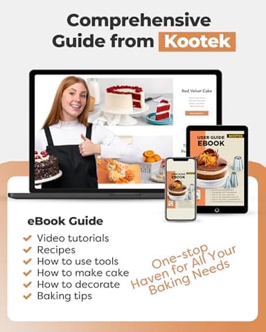 Kootek 51 Pcs Cake Decorating Kit, 12" Aluminum Alloy Cake Turntable, 10 Numbered Icing Tips, Offset and Straight Spatulas, Cake Leveler, Pastry Bags Baking Supplies - Image 7