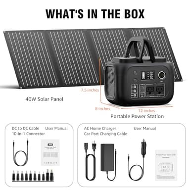Solar Powered Generator 300W Peak/70400mAh, 260Wh Portable Power Station with Panels 40W Included, Solar Generator with AC Outlet 110V for Home Use, Camping, Outdoor, Power Backup - Image 7