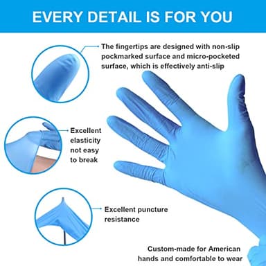 FINITEX Nitrile Disposable Medical Exam Gloves - 4 mil Powder-free Stretch Latex-Free Blue 100 PCS For Examination Home Cleaning Food Glove (100, Medium) - Image 7