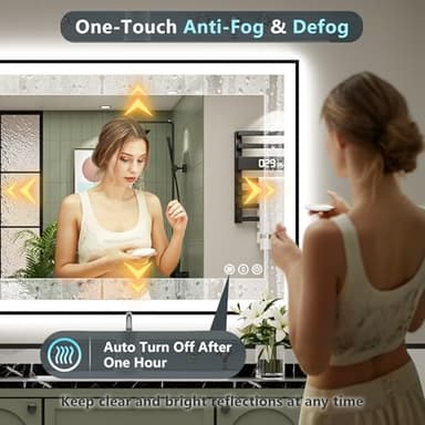AWANDEE 40x30 Black Framed LED Bathroom Mirror with Lights, Backlit + Front Lit, Anti-Fog Lighted Vanity Mirror for Bathroom Wall with 3 Colors, Dimmable, Memory, Tempered Glass, Horizontal/Vertical - Image 6