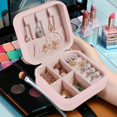 Personalized Jewelry Box With Name and Flower Custom Travel Leather Jewelry Organizer Box for Women Maid of Honor Gifts Birthday Valentine's Day Christmas Gifts for Girls Girfriend Mom - Image 5