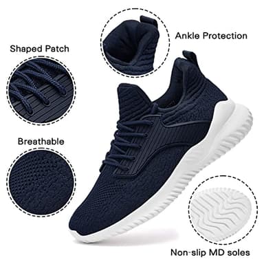 Akk Mens Memory Foam Running Shoes - Ultra Lightweight Slip on Walking Tennis Workout Shoes Breathable Mesh Casual Fashion Sneakers Navy Blue Size 11 - Image 5