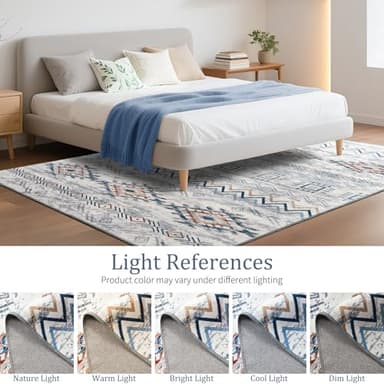 Snoffic Area Rug Living Room Rugs Large Soft Boho Farmhouse Indoor Floor Rug (Blue, 6'x9') - Image 7