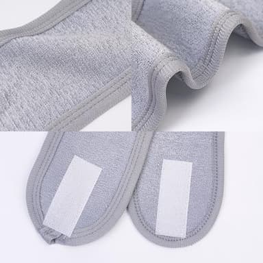 HFZRZFH 3-Pack Adjustable Velcro Terry Cloth Spa Headbands for Women - For Face Washing, Skincare, Makeup, and Shower (Gray, White, Black) - Image 7