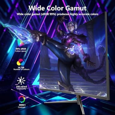 DJiEX 27 Inch Curved Gaming Monitor FHD 1080p 180Hz, 1800R Curvature, 1ms Response Time, AMD FreeSync,Support VESA, DP, HDMI Port IPS Screen for Gaming Home Office ﻿ - Image 5