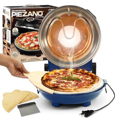 PIEZANO Crispy Crust Pizza Oven by Granitestone – Electric Pizza Oven Indoor Portable, 12 Inch Indoor Pizza Oven Countertop, Pizza Maker Heats up to 800˚F for Stone Baked Pizza at Home - Navy - Image 1