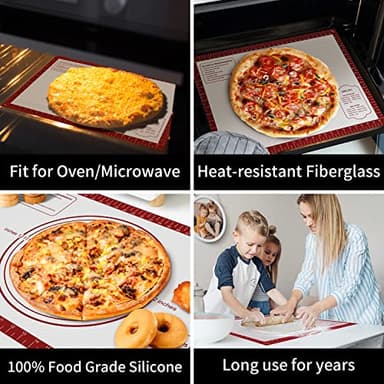 Silicone Baking Pastry Mat, Non Stick Dough Rolling Sheet with Measurement, Nonslip Kitchen Counter Mat, Oven Liner Mat Fondant Dough Kneading Mat for Making Cookies Macarons Bread Pizza - Image 6