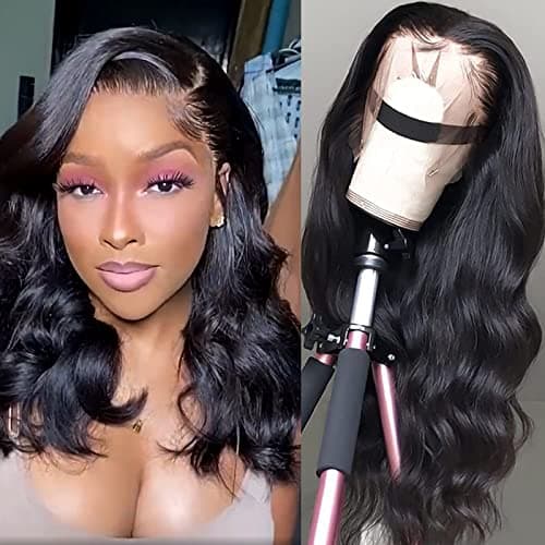 Lace Front Wigs Human Hair Pre Plucked Glueless Wigs Wide Lace 180 Density Human Hair Wigs 13x4 Body Wave Wig 18 Inches Natural Color - Image 1