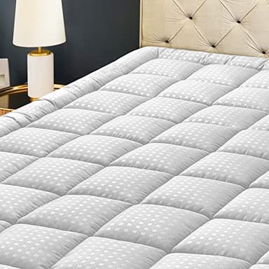 HYLEORY Twin XL Mattress Pad Quilted Fitted Mattress Protector Cooling Pillow Top Mattress Cover Breathable Fluffy Soft Mattress Topper with 8-21" Deep Pocket - Image 1