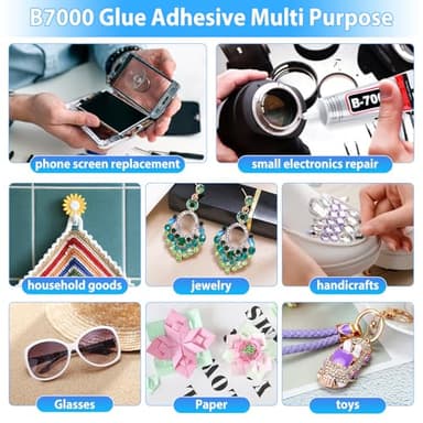 B-7000 Super Adhesive Glue, Industrial Strength B7000 Glues Paste for Rhinestones Crafts, Clothes Shoes, Fabric, Jewelry Making, Cell Phones, Tablet, Wood, Rubber, Leather (2x50 ml/1.68 oz) - Image 6