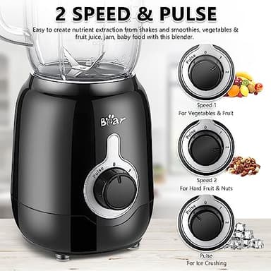 Bear Blender, 2025 New 700W Smoothie Countertop Blender with 40oz Cup for Shakes and Smoothies, 3-Speed for Crushing Ice, Puree and Frozen Fruit with Autonomous Clean - Image 2