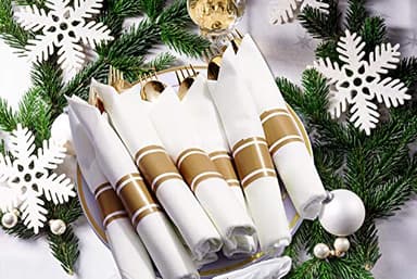 Supernal 60 Pack Pre Rolled Napkins with Gold Plastic Silverware, Premium Disposable Gold Wrapped Cutlery Set Includes: 60 Forks 60 Knives 60 Spoons 60 Napkin for Party - Image 8