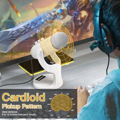 ZealSound USB Microphone,Quick Mute Noise Cancel for Phone Computer PC PS5,Gaming Microphone with Gain Control,Echo Monitor Volume Adjust for Streaming Vocal Recording ASMR Podcast Video K66 White - Image 6