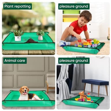 HKZ Repotting Mat for Indoor Plant - 39.5'' x 39.5'' Planting Soil Mess Control, Portable Succulent Planting Potting Tray Waterproof Gardening Bonsai Tools Transplanting(Pale Green) - Image 8