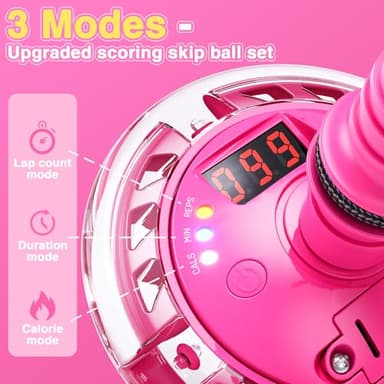 HopeRock Skip Ball Toy for Girls Ages 6-10,Girl Birthday Gifts,3 Fun Modes,Flashing Light-Up Wheel,LED Digital Counter,Replaceable Battery,Girl Birthday Gifts for Age 6-10+,Fun Outdoor Girl Toys-Pink - Image 2