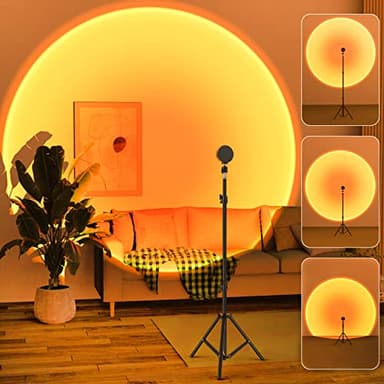 Balkwan Sunset Floor Lamp Projection 140cm Adjustable Stand Led Night Light 360 Degree Rotation Network Light with 3M USB Cable Floor Light for Living Room Bedroom - Image 1