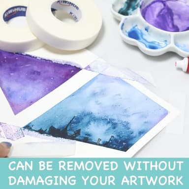 KIWIHUB 4 Packs Artist Tape for Watercolor Paper - White Masking Artists Tape for Drafting, Art Painting and All Paper Media - Acid Free 0.6inch Wide 592FT Long Total - Image 4