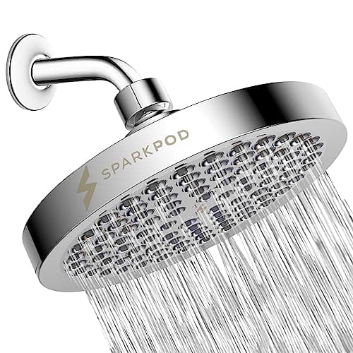SparkPod Shower Head - High Pressure Rain - Premium Quality Luxury Design - 1-Min Install - Easy Clean Adjustable Replacement for Your Bathroom Shower Heads (Luxury Polished Chrome, 6 Inch Round) - Image 1