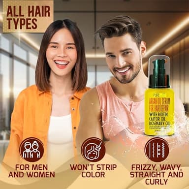 Moroccan Argan Oil Hair Serum - Rescue Frizzy and Damaged Locks - With Heat Protectant and Straightening Properties - Hydrating Anti Frizz Products For Curly and Straight Hair with Split Ends - Image 5