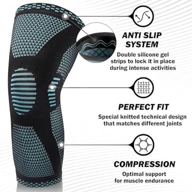 POWERLIX Knee Compression Sleeve (Pair) - Best Knee Brace for Knee Pain for Men & Women – Knee Support for Running, Basketball, Volleyball, Weightlifting, Gym, Workout, Sports - Image 2