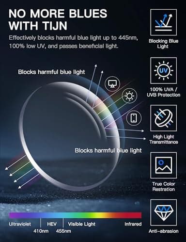 TIJN Blue Light Blocking Glasses for Women Men Clear Frame Square Nerd Eyeglasses Anti Blue Ray Computer Screen Glasses - Image 4