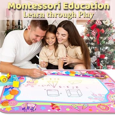 KULARIWORLD Water Doodle Mat Glowing Kids Painting Drawing Writing Coloring Mats Educational Toys for Toddlers Girls Age 3 4 5 6 Year Old for Christmas Birthday Gifts with Magic Pens - Image 5