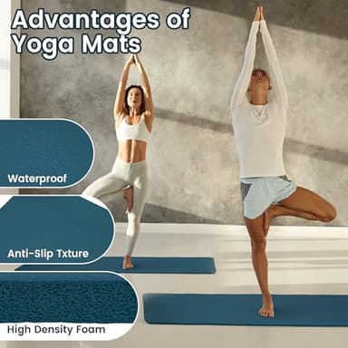 Yoga Mat, 1/2-Inch Extra Thick High Density Exercise Mat, Anti-Tear Exercise Yoga Mat with Carrying Strap, Suitable for Various Yoga Exercises, Navy Blue - Image 5