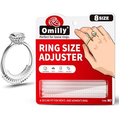 8 Sizes Ring Size Adjuster for Loose Rings - Omilly Invisible Ring Guards and Spacers, Fit Almost Any Ring Size - Ring Resizer for Men and Women Jewelry - Spiral Silicone Tightener Set- 8 Pack - Image 1