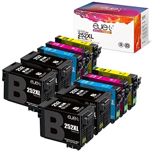 ejet 252XL Ink Cartridges Combo Pack 10 Pack Remanufactured for EPSON 252 Ink Cartridges for Epson Printer Workforce WF-7110 WF-7720 WF-7710 WF-3620 WF-3640(4 Large Black, 2 Cyan, 2 Magenta, 2 Yellow) - Image 1