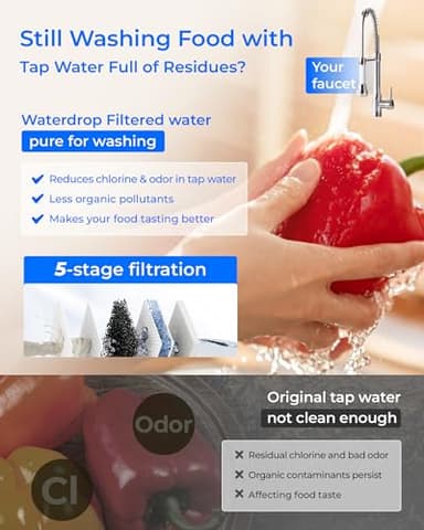 [ Dual Flow ] Waterdrop X12-PRO 1200 GPD Reverse Osmosis Water Filter, Alkaline Mineral pH+, NSF/ANSI 58&372 Certified, Tankless Reverse Osmosis System, 11-Stage, Smart Faucet, BPA Free - Image 5