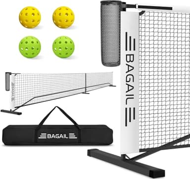 BAGAIL Portable Pickleball Net Set, 22 FT Regulation Size Pickle Ball Net with Ball Collector, Carry Bag, Easy Setup for Outdoor Indoor Driveway - White - Image 1