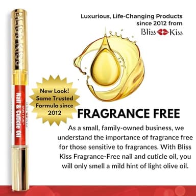 Bliss Kiss | 1 Fragrance Free | Nail Oil Cuticle Pen w/Vitamin E & Jojoba⏤Nail Strengthener Nail Growth Serum for Brittle Peeling Breaking Thin Nails - Image 8