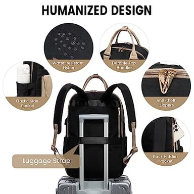 LOVEVOOK Laptop Backpack for Women, 17.3 Inch Laptop Bag with USB Charging Port, Fashion Water Resistant Daypacks Teacher Nurse Stylish Travel Bags Vintage Computer Backpack for College, Work - Image 3