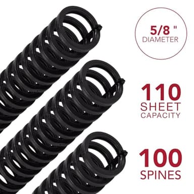 GBC Binding Spines / Spirals / Coils, 5/8" Diameter, 110 Sheet Capacity, ProClick, Black, 100 Pack (2514517) - Image 2