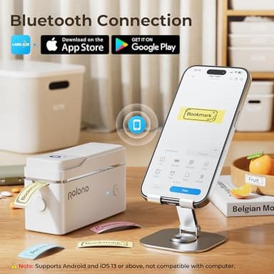 POLONO Label Maker Machine with Tape, P31S Bluetooth Label Printer, Mini Label Maker with Multiple Templates for School Office Home Organization, Wireless Portable Thermal Printer for Storage, White - Image 2