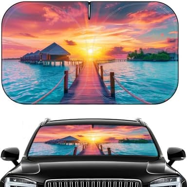 Car Windshield Sun Shade - Foldable Car Sun Shade Windshield for Front Window, Reflector Sunshade Offers Ultimate Protection for Cars Interior (55.2 x 31.5 in) - Image 1