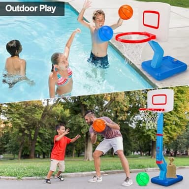 Toddler Basketball Hoop Indoor Mini Adjustable Basketball Goal with Ball Pump Outdoor Toys Backyard Game Outside Pool Basketball Toys for 1 2 3 4 Year Old Boy Girl Kid Toy Age 2-4 4-8 Birthday Gift - Image 4