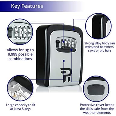 Key Lock Box with Code for Outside - Wall Mount Lockbox for Keys Outdoor - Combination Lock Box to Hide a Key Outside - Key Cabinets - Image 5