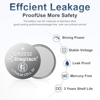 Enegitech CR2032 Lithium Coin Batteries Button 2032 3V Recommended for Use in Key Fobs, Watches, Door sensors, Calculators, Remote Controls, Thermometers, Key Finder GPS Compatible (6-Pack) - Image 4