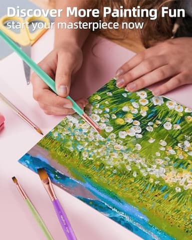 Nicpro 12pcs Artist Paint Brush Set, Aesthetic Pastel Paintbrushes Craft Paint Brushes for Acrylic Painting, Oil, Watercolor, Gouache, Tempera, Face, Body, Art Supplies for Artists and Beginners - Image 8