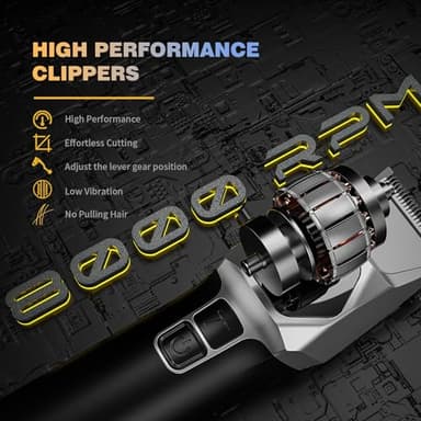 ANGFAN Professional Hair Clippers for Men - 8000RPM Brushless Motor & 440C Steel Blades, Barber-Grade Cordless Clippers & Trimmer Set for Fade Designs, Hair Cutting Tools for Professional Barbers - Image 2