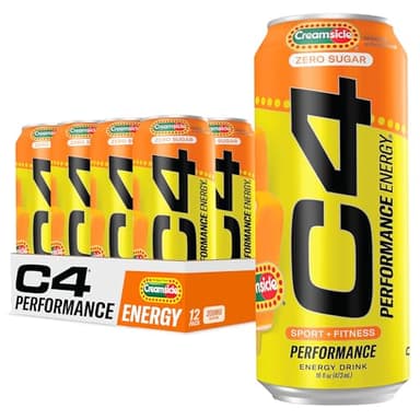 Cellucor C4 Performance Energy Drink | Zero Sugar Carbonated Preworkout Energy | 200mg Caffeine with Beta Alanine | Orange Creamsicle | 16 Fl Oz (12 Pack) - Image 1